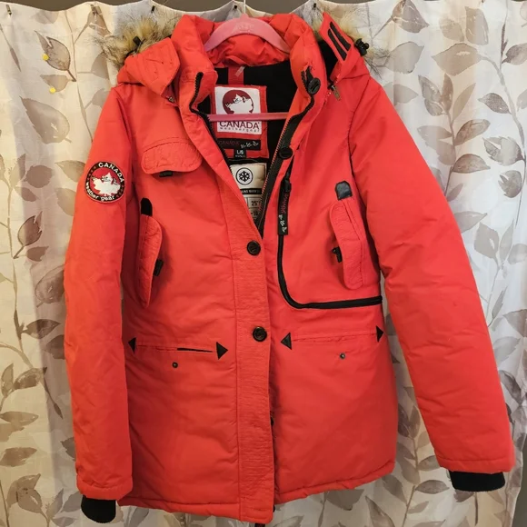 Canada Weather Women Size L Gear Triple Goose Full Zip Winter Jacket Parka Coat - Picture 2 of 11